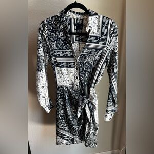 Guess blue and White Paisley Mini Dress